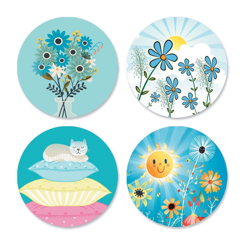 Current Spreading Cheer Seals (4 Designs) – Set of 24 1.5" Envelope Seals – Cheer