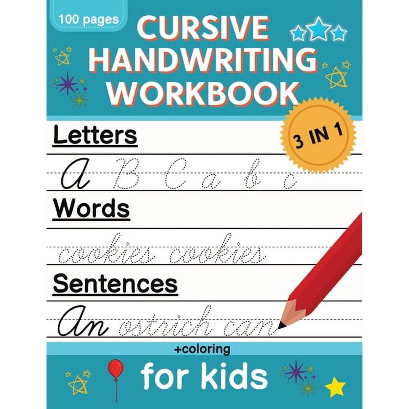 Kids Cursive Handwriting Practice Workbook Ages 7-12 - Tracing & Letter Writing