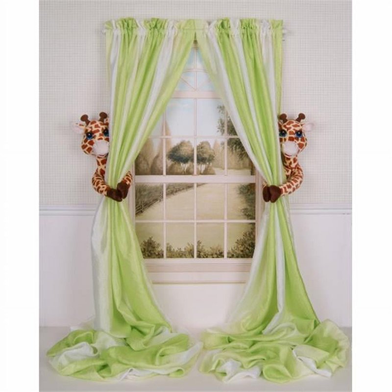 Plush Safari Giraffe Curtain Tieback Set - Kid Friendly Decor, 2 Pieces