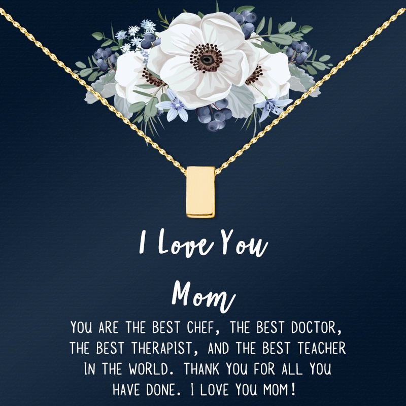 Custom Mother Daughter Necklace with Personalized Card - Silver, Gold, Rose Gold Options