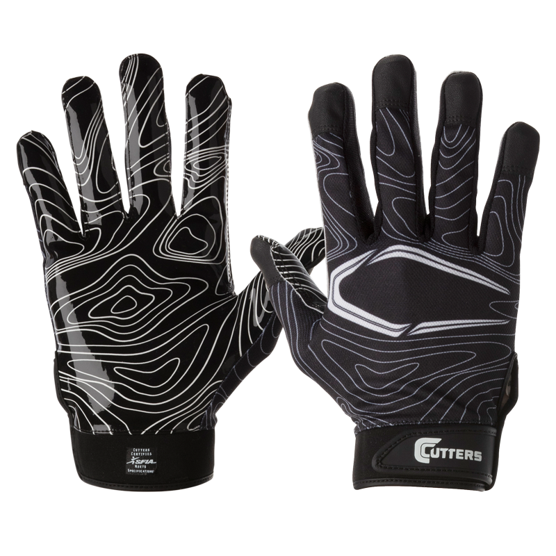 Youth Football Receiver Gloves Black L/XL Performance Grip