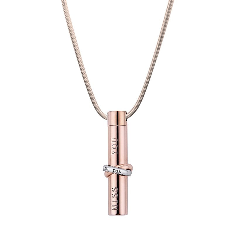 Cylinder Memorial Cremation Jewelry Necklace Ashes Holder - Miss You