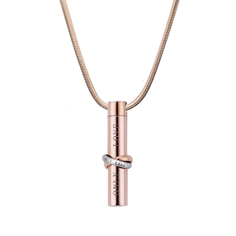 Cylinder Memorial Cremation Jewelry Necklace - Ashes Holder with Chain