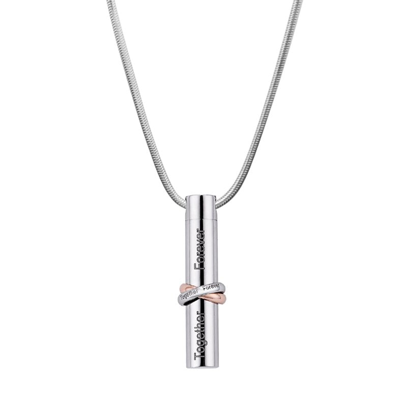 Cylinder Memorial Cremation Jewelry Necklace Ashes Holder - Together Forever