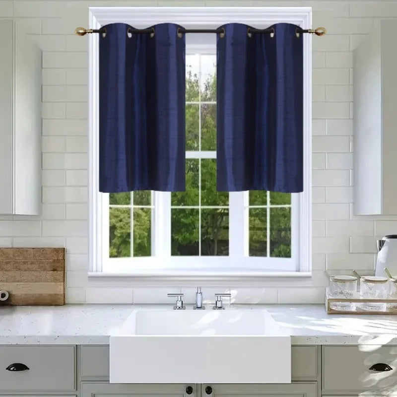2-Piece Short Window Curtain Set Grommet Top Foam Backed Privacy Panels