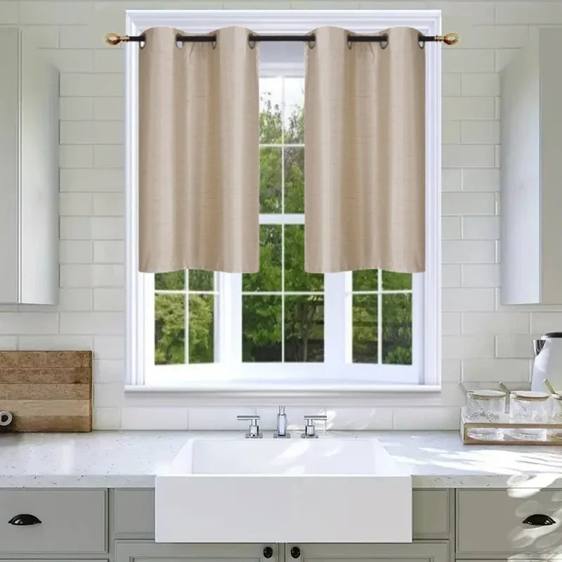 2-Piece Short Window Curtain Set with Foam Backing Grommet Panels - 28x36 inches, Multiple Colors