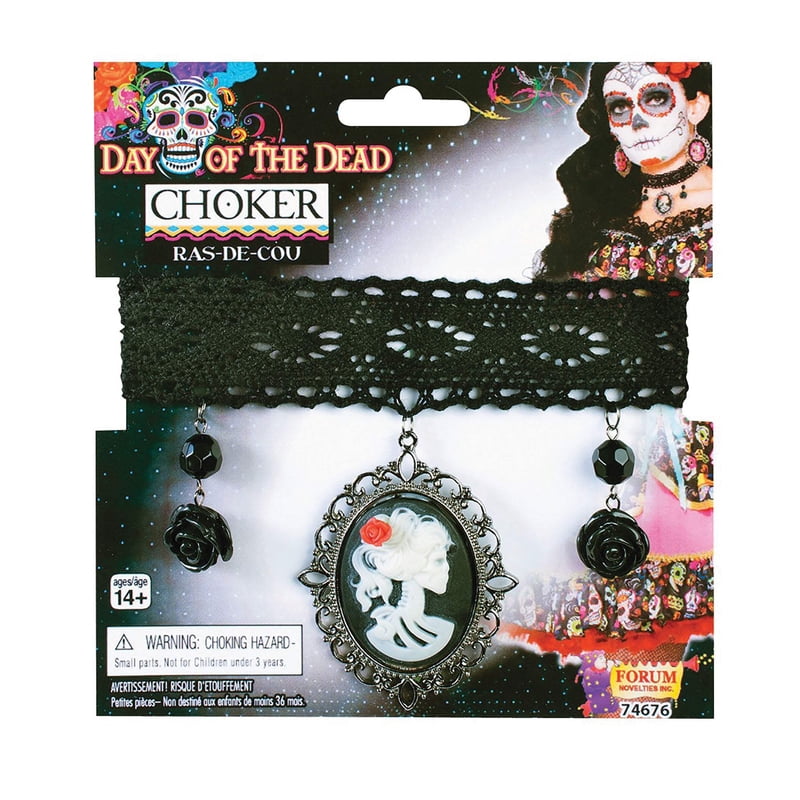 Day of the Dead Cameo Choker Necklace - Gothic Jewelry Accessory