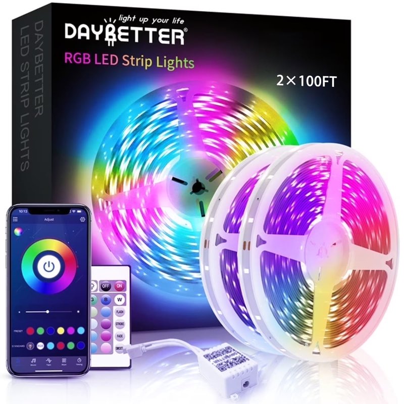 RGB LED Strip Lights 200ft with App & Remote Control for Home & Party Decor
