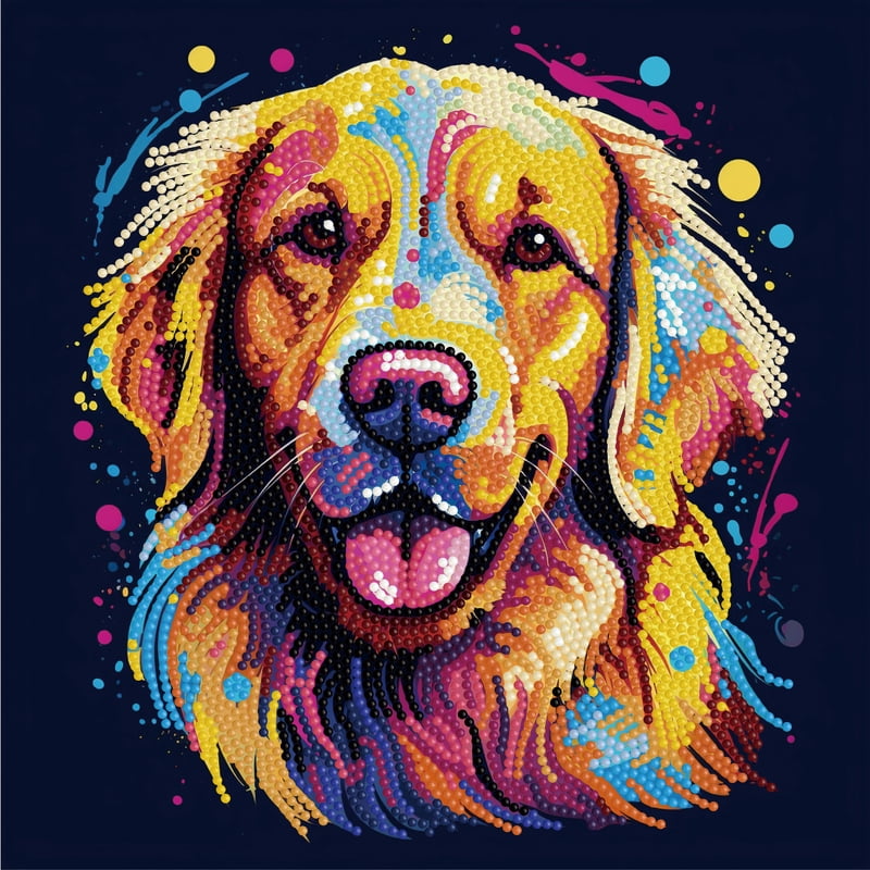 Diamond Painting Kit for Kids & Adults - Colorful Labrador Design, 10x10 Inches