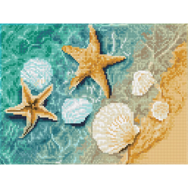 Diamond Painting Kit Sea Shore Scene with Sparkling Crystals - 11x14 Inches