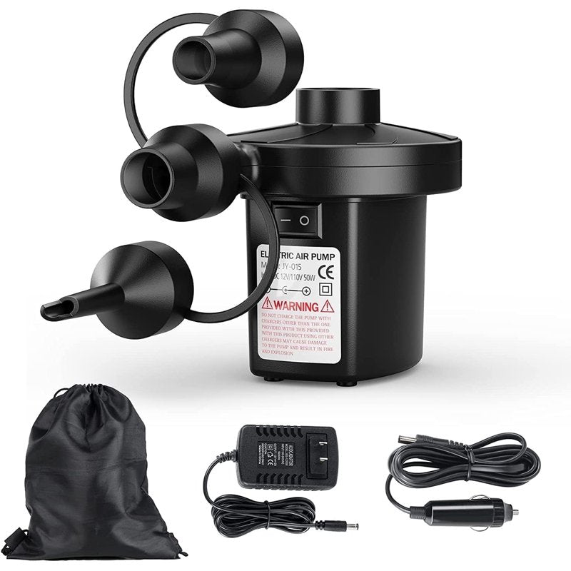 Electric Air Pump for Inflatables Portable Quick-Fill with 3 Nozzles