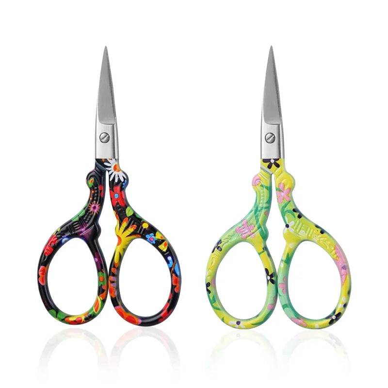 DINNAT Stainless Steel Craft Scissors – 2 Count, Black & Pink (Variation: Black+Green)