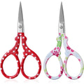 DINNAT 2-Pack Stainless Steel Craft Scissors – Embroidery, Sewing, Paper Cutting, Red & White (Variation: Red+White)