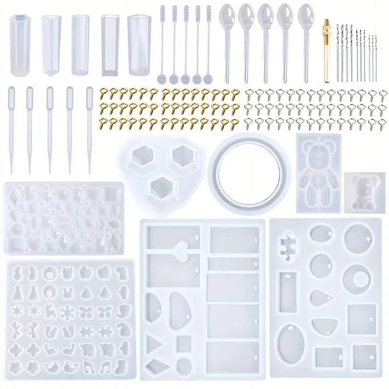 Silicone Resin Molds Kit 229pcs for DIY Jewelry Crafting - Includes Tools and Shapes