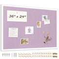 Purple Linen Bulletin Board - 36x24 Inch Wall Pinboard with Cork & Wood Frame