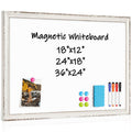 Magnetic Dry Erase Board with Retro White Wood Frame Wall Mount for Office & Home