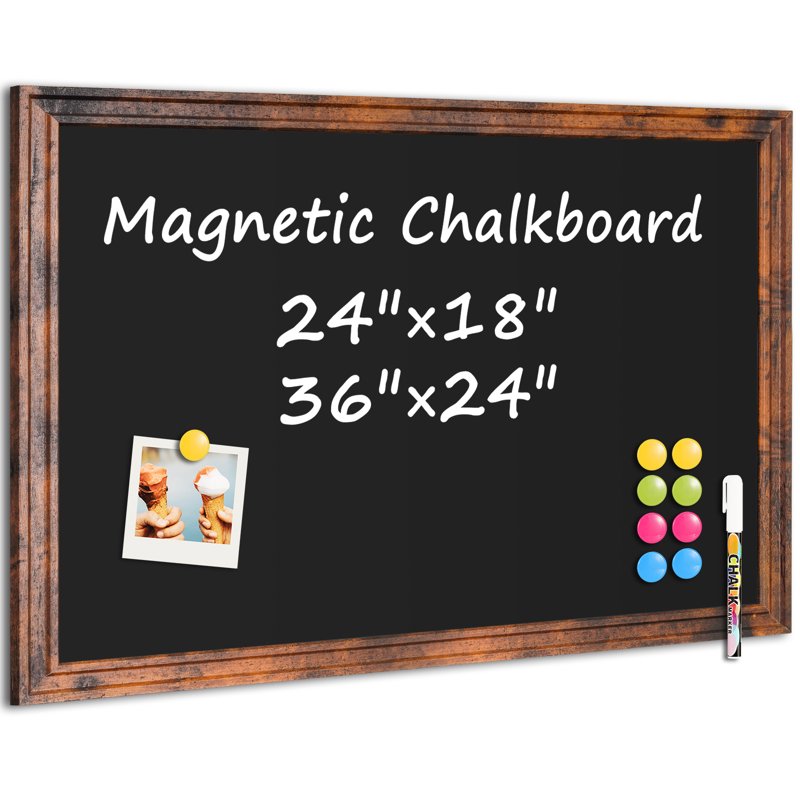 Large Magnetic Chalkboard Wall Sign - Rustic Blackboard for Kitchen, Office, Restaurant & Home Decor, 24x18 Inches