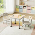 Kids Activity Table and 2 Chairs Set with Adjustable Height and Graffiti Desktop