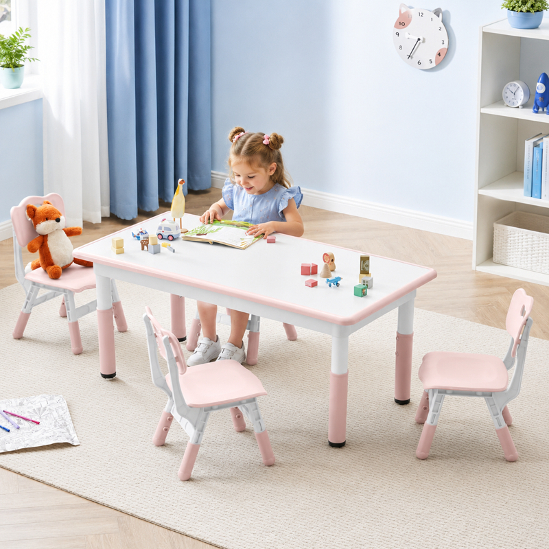 Kids Adjustable Table and Chair Set with Paintable Desktop - Multiple Colors