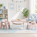 Kids Activity Table and Chair Set Waterproof 3-Piece for Children