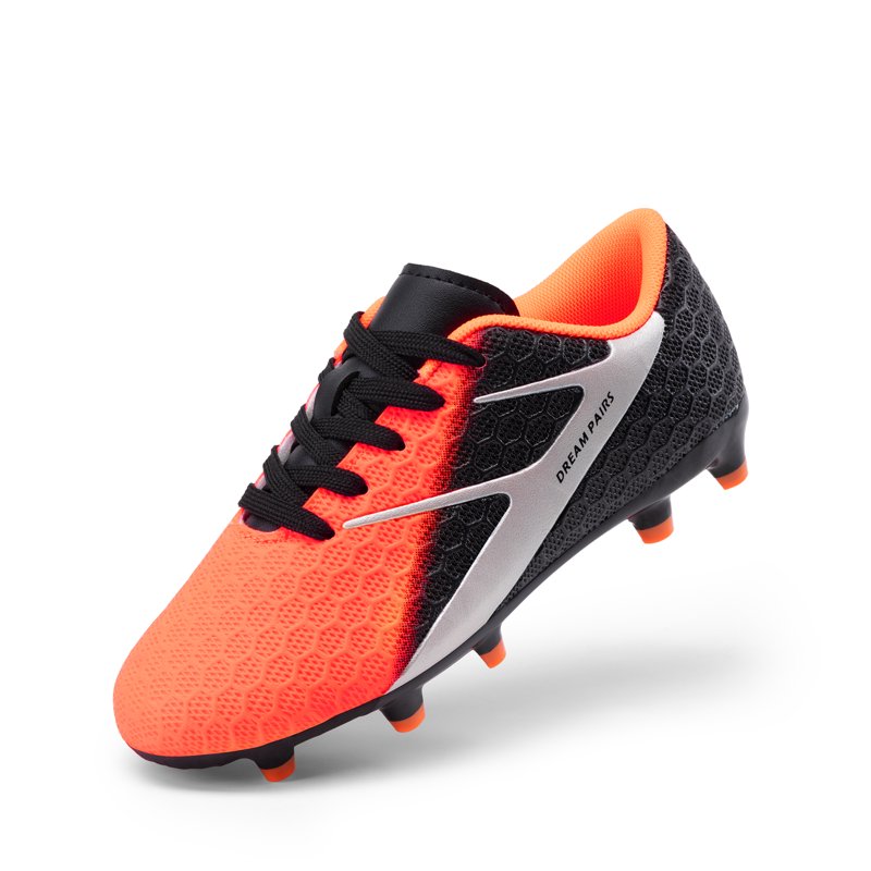 Dream Pairs Kids Soccer Cleats - Ground Kids Football Shoes, Black/Orange (Variation 4)