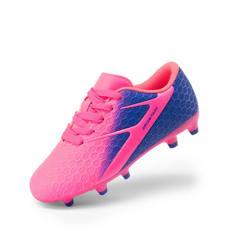 Dream Pairs Kids Soccer Cleats - Ground Kids Football Training Shoes Blue/Pink