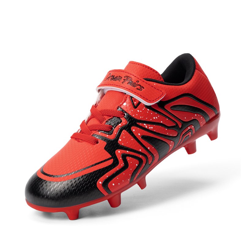 Dream Pairs Kids Soccer Cleats - Multi-Ground Outdoor Football Shoes (Red/Black, Variation 2)