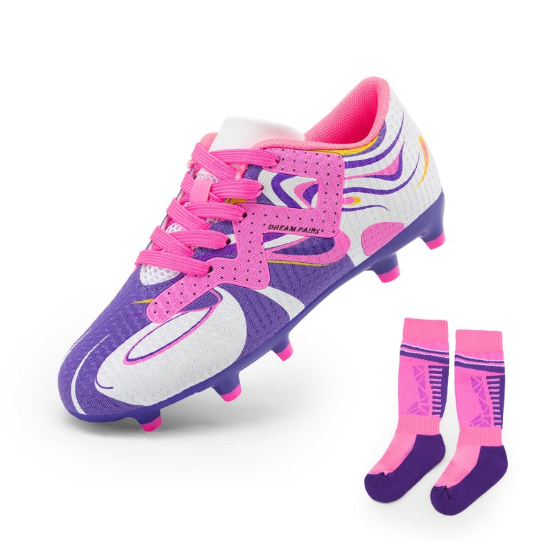 Dream Pairs Youth Soccer Cleats White Purple - Kids Football Cleats