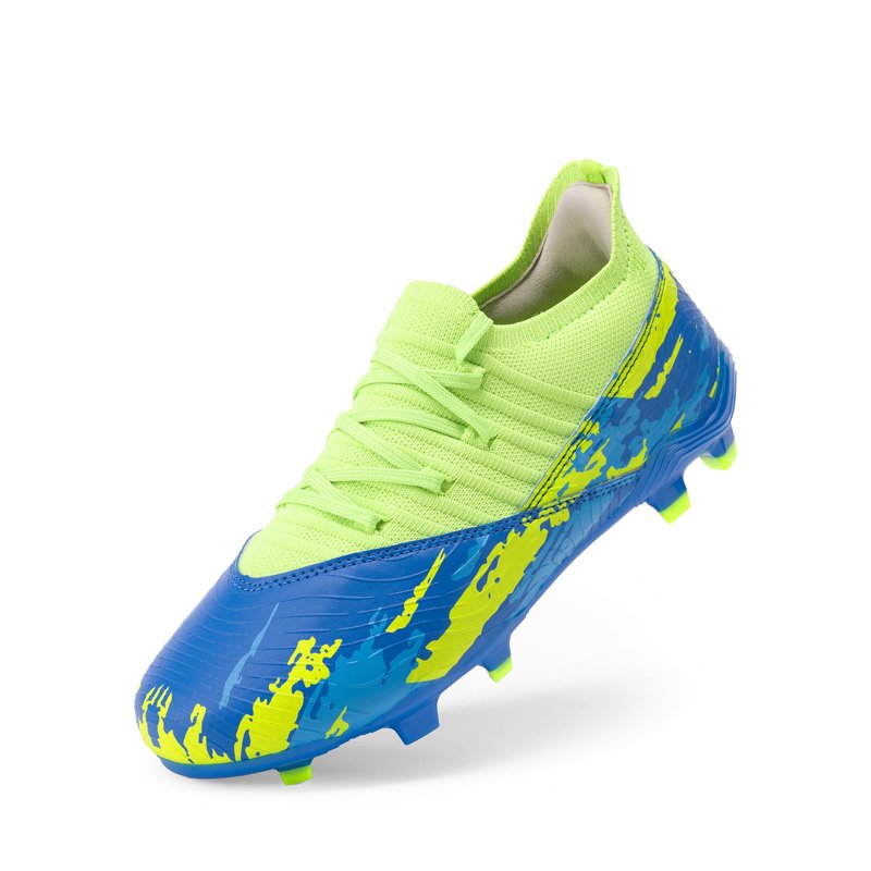 Dream Pairs Kids Soccer Cleats Mid-Top Outdoor Football Shoes Royal Blue/Neon Green