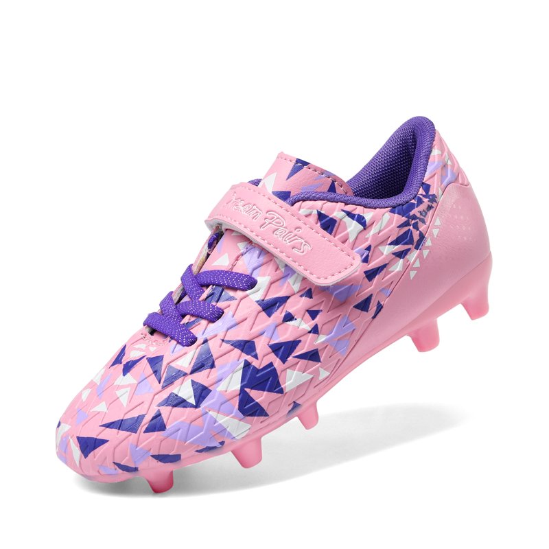 Dream Pairs Youth Soccer Cleats - Pink/Purple Hook-and-Loop FG Training Shoes, Boys & Girls