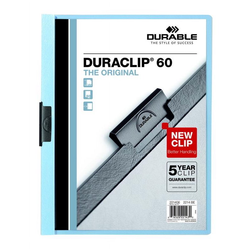 Letter-Size Report Cover with DURACLIP - Holds Up to 60 Pages, Clear Front, Light Blue, 25 Pack