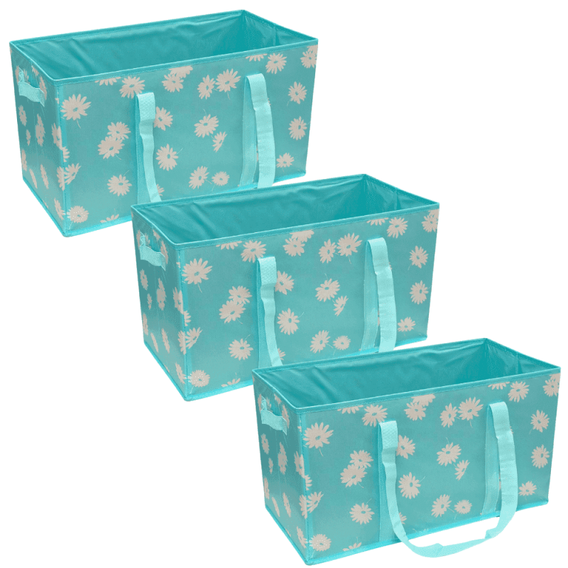 Large Collapsible Storage Totes Set of 3 - All-Purpose Reusable Carry Bags