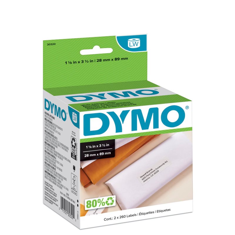 White Mailing Address Labels for LabelWriter Printer - 2 Rolls of 260