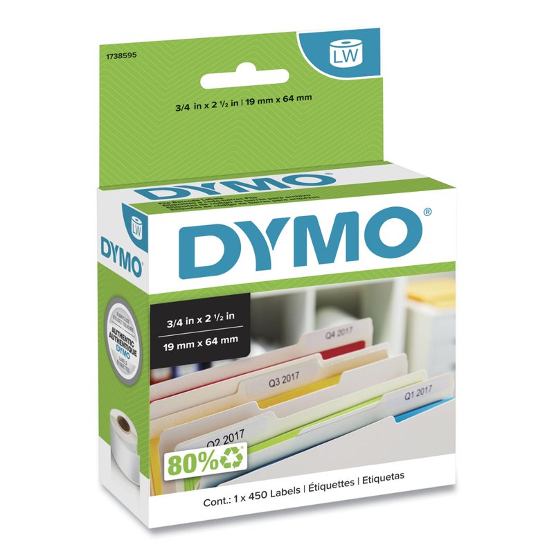 DYMO LabelWriter Barcode Labels 3/4 x 2 1/2 White 450 Labels/Roll