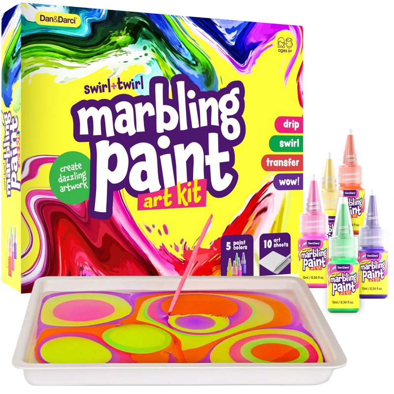 Marbling Paint Art Kit for Kids - Water Painting Craft Set for Ages 6-12