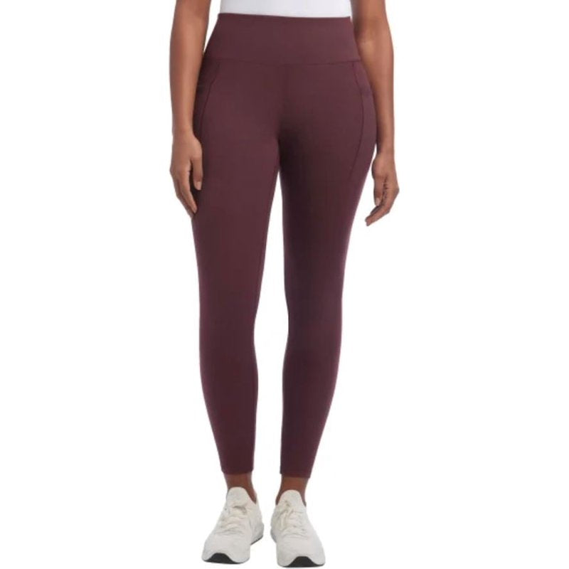 Women's High-Rise Brushed Satin Leggings - Moisture-Wicking & Side Pockets