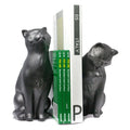 Cat Bookend Set - Modern Black Resin Decorative Bookends for Home & Office