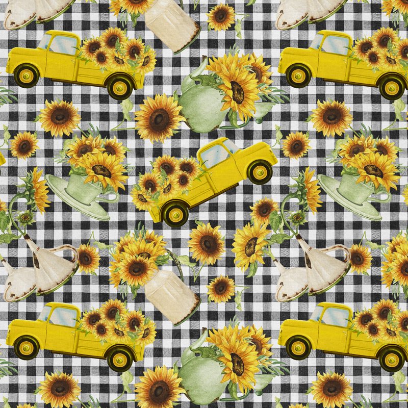Cotton Sunflower Vase Fabric 44" Wide for Quilting Sewing & Crafts