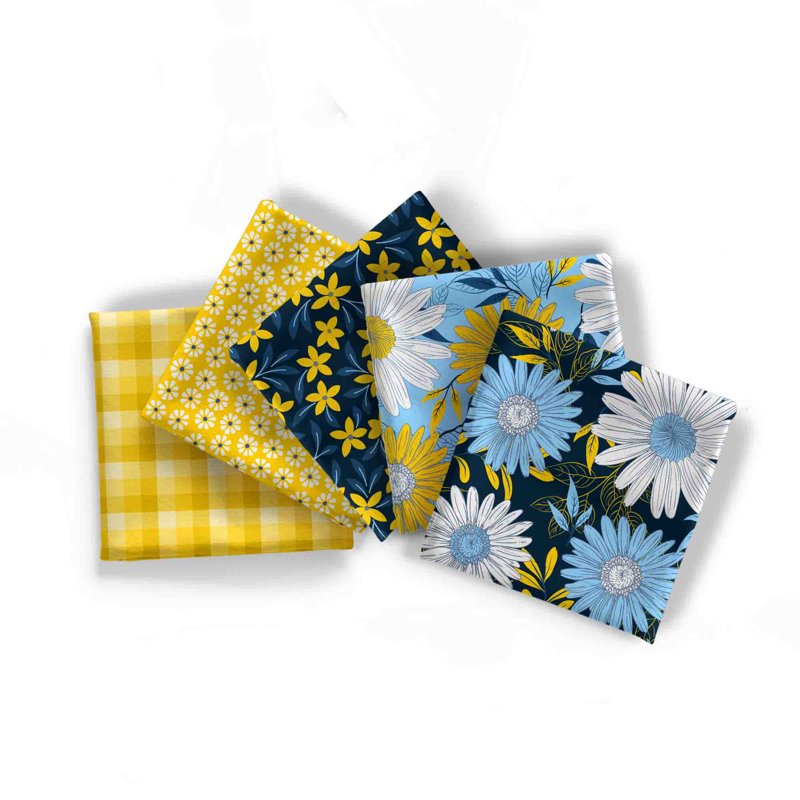 Cotton Fabric Fat Quarter Bundle 18x21 Inches Multi-Color for Quilting & Sewing - 5 Pieces