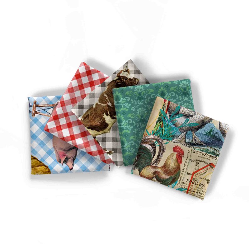 Cotton Fabric Fat-Quarter Bundle 18x21 Inches - Multi-Color for Quilting & Sewing, 5 Pieces