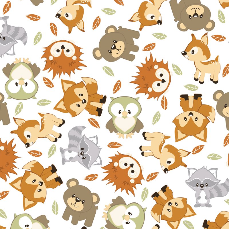 Cotton Flannel Fabric 1.5 Yard Pre-Cut for Quilting & Crafts - Woodland Buddies