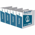 Heavy Duty View Binder with Clear Front & Back Cover, 3-Ring, Customizable Spine, 4 Pack - White