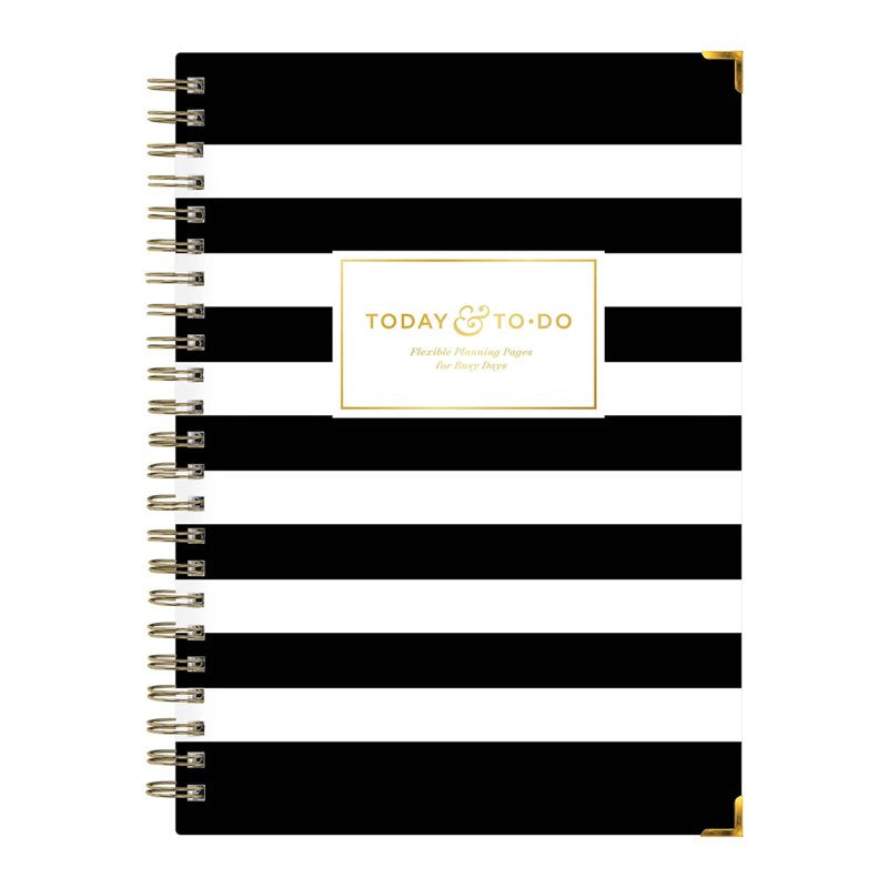 Hardcover Notebook 5.75x8.5 Day Designer for Blue Sky Black Stripe