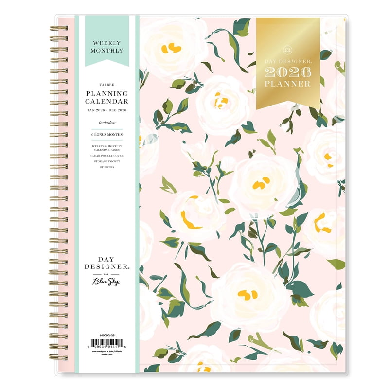 2026 Weekly and Monthly Planner Calendar with Pocket Cover - Blue Sky