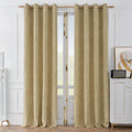 Blackout Curtain Set 7 Ft Long Room Darkening Eyelet Curtains for Bedroom & Living Room - Mineral Yellow, 2 Panels