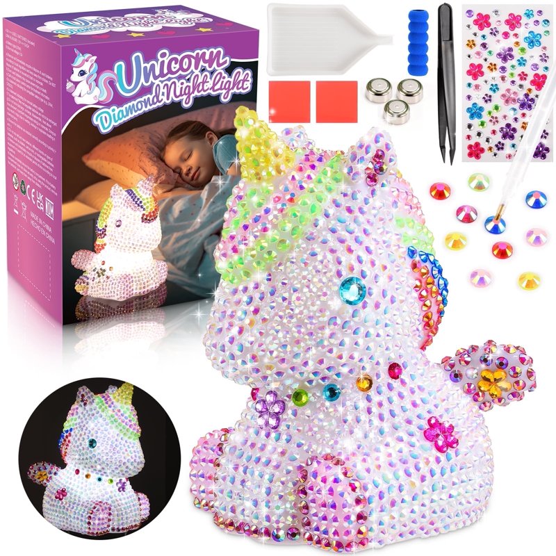 Unicorn Night Light Craft Kit for Girls Ages 6-12 - DIY Sparkling Lamp Gift
