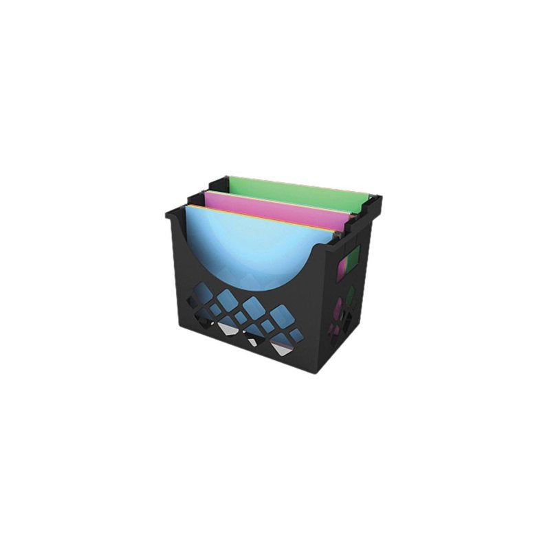 Hanging File Holder with 3 Compartments - Recycled Plastic, Black, 9.6x8.5x13.25 Inches