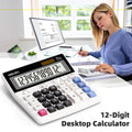 12-Digit Desktop Calculator with Large LCD Display - Office & School Use