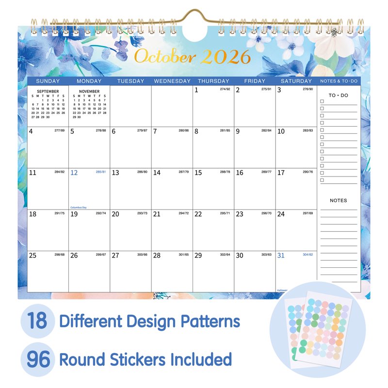 18-Month Wall Calendar July 2026 - December 2027, 11x8.5 Inch, Spiral-Bound