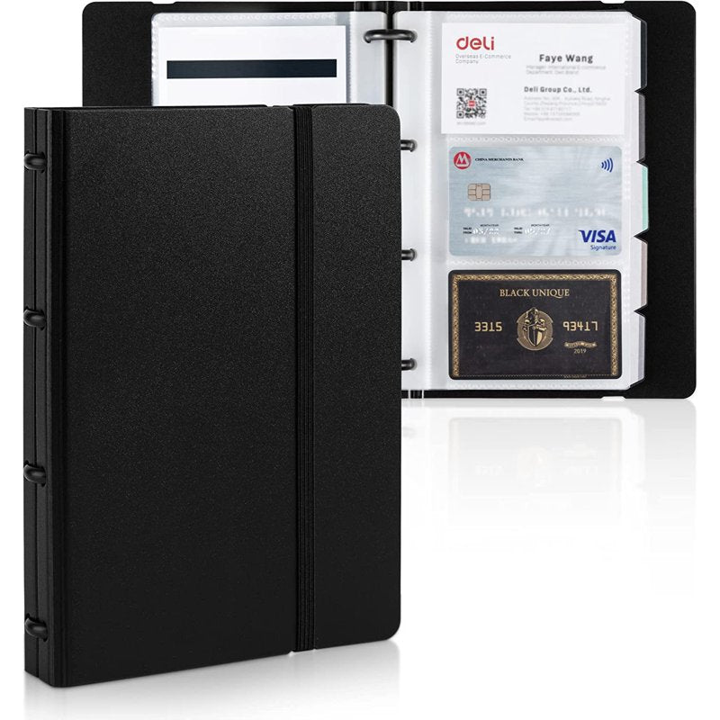 Business Card Book Organizer Portable Card Holder Fits 180 Cards Black